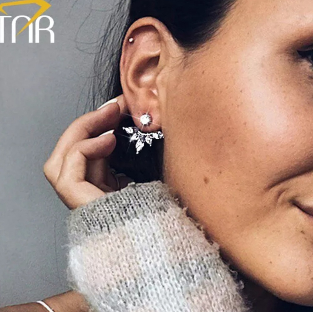 Crystal Cluster Flower Double Sided Earrings